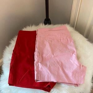 Bundle- Stylish Red and Pink Women's Shorts, both Size Large in EUC Like New!